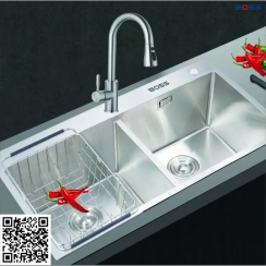 CHẬU ĐÚC 2 HỐ CÂN DƯƠNG BÀN INOX 304 - BC7845